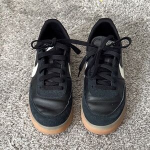 Nike Black Sneakers with Gum Outsole and White Swoosh